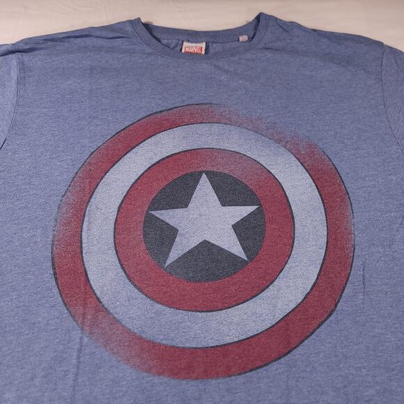 Marvel Captain America Graphic Short Sleeve Casual T Shirt Mens Size L Blue - Picture 1 of 9